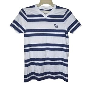 Abercrombie & Fitch Muscle Nautical Striped V Neck T-Shirt Size Medium